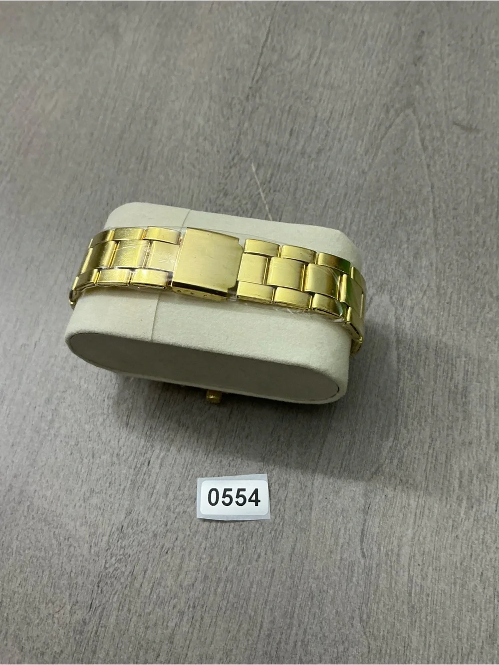 Gold Tone Men's Bracelet Watch with Black Dial